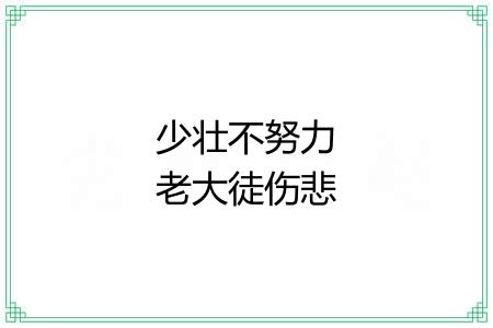 少壮不努力老大徒伤悲 少壮不努力老大徒伤悲